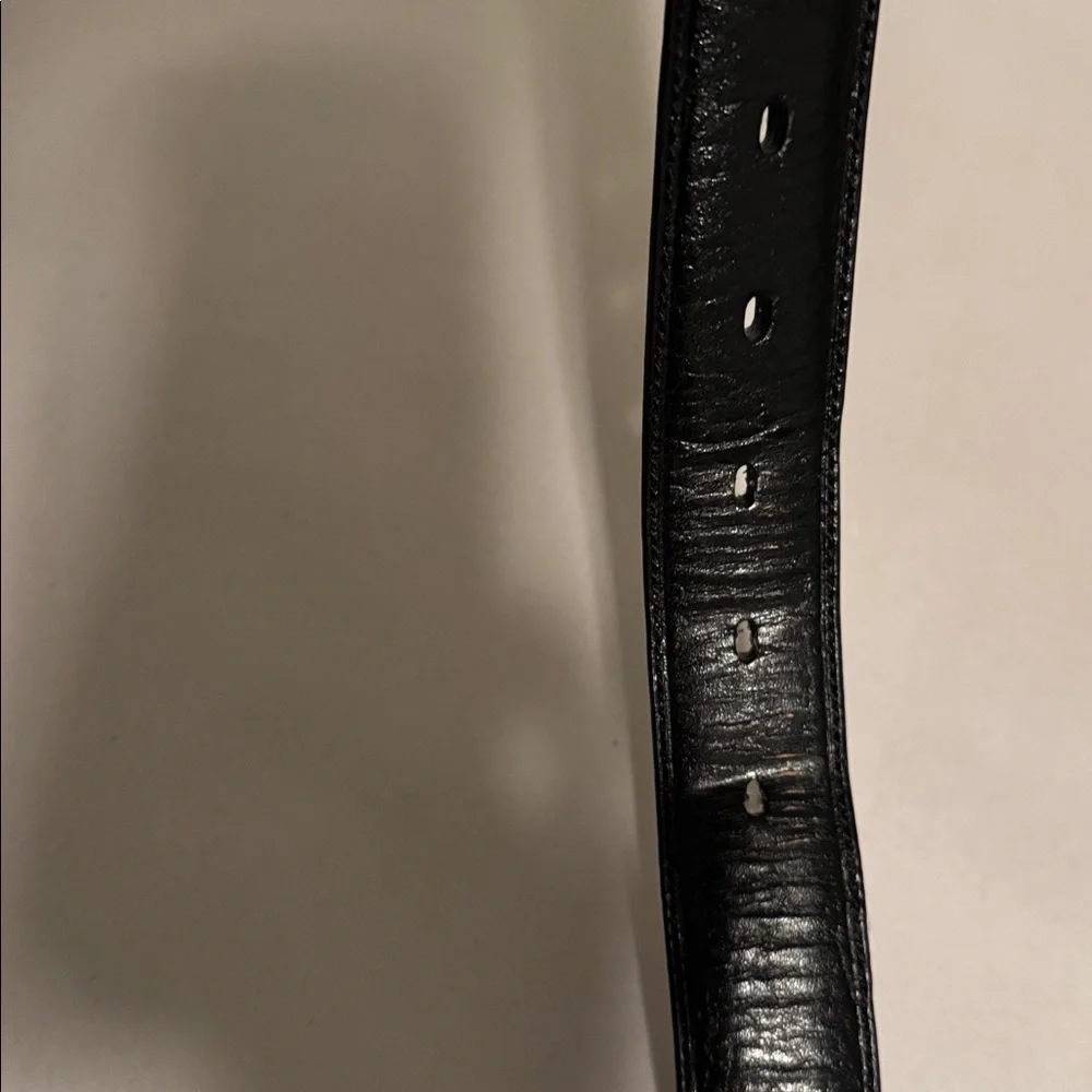 Roundtree & Yorke Full Grain Cowhide Black Leather Belt Mens 38 silver buckle